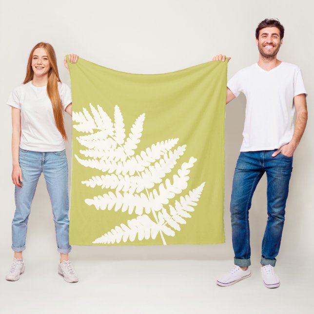 Woodland Fern Leaf Custom Background Colors  Fleece Blanket (In Situ)