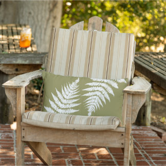 Woodland Fern Leaf Custom Background Colors Lumbar Pillow