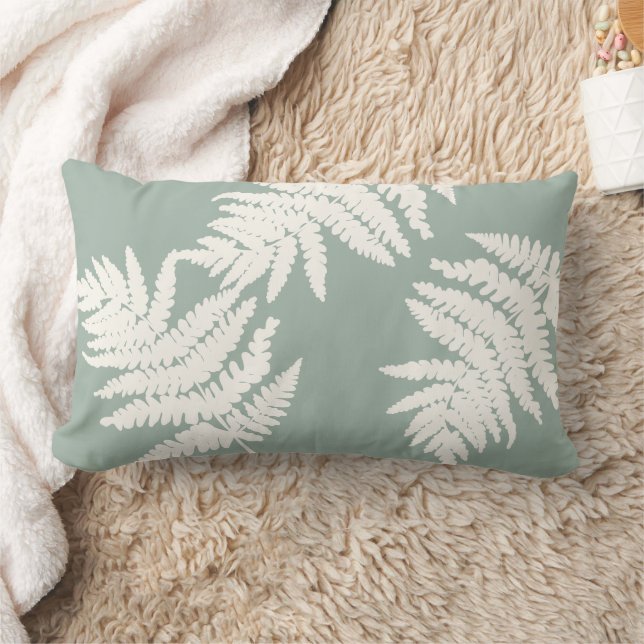 Woodland Fern Leaf Custom Background Colors  Lumbar Pillow (Blanket)