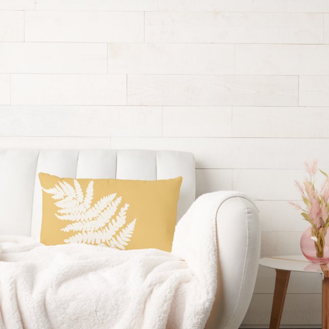 Woodland Fern Leaf Custom Background Colors  Lumbar Pillow (Couch)