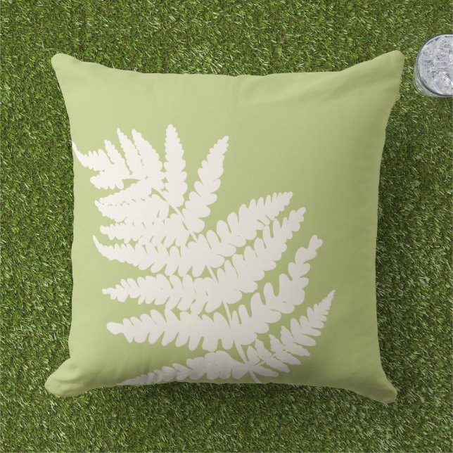 Woodland Fern Leaf Custom Background Colors  Outdoor Pillow (Grass)