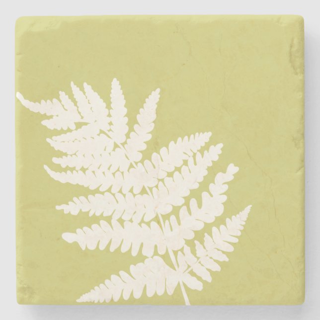 Woodland Fern Leaf Custom Background Colors  Stone Coaster (Front)