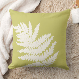 Woodland Fern Leaf Custom Background Colors  Throw Pillow