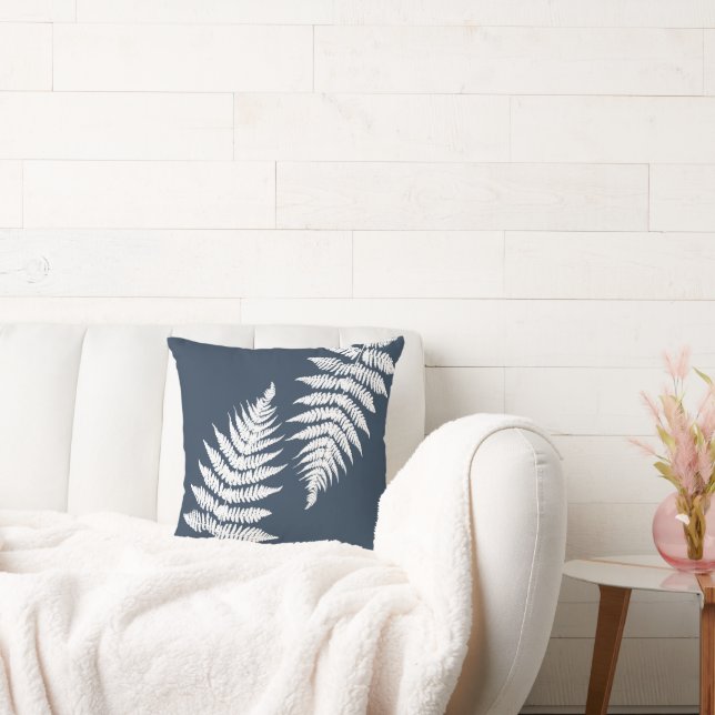 Woodland Fern Leaf Custom Background Colors  Throw Pillow (Couch)