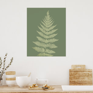 Woodland Fern Leves Custom Background Colors Poster