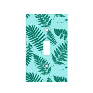 Woodland Fern Pattern, Aqua and Turquoise Light Switch Cover