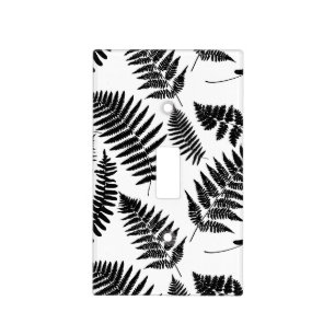 Woodland Fern Pattern, Black and White   Light Switch Cover