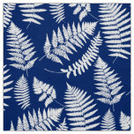 Woodland Fern Pattern, Cobalt Blue and White Fabric