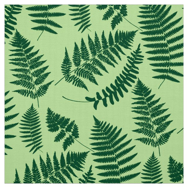 Woodland Fern Pattern, Emerald and Light Green Fabric (Swatch)