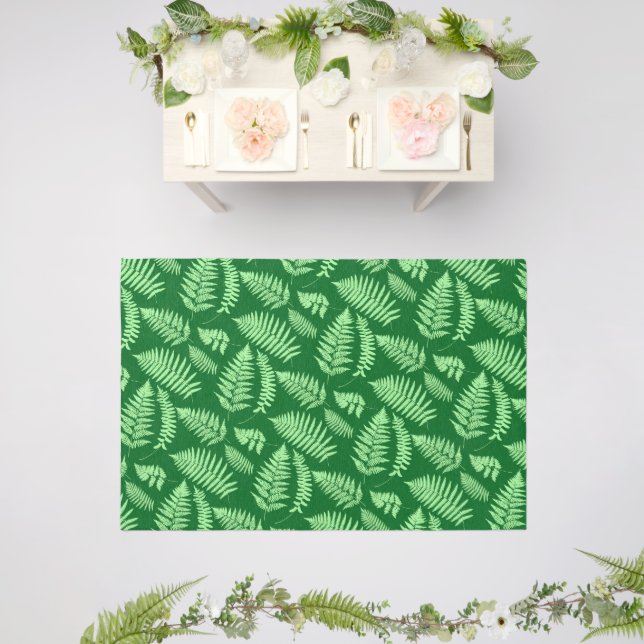 Woodland Fern Pattern, Emerald and Light Green  Outdoor Rug (Insitu (Wedding 2))