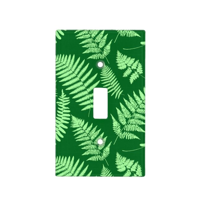Woodland Fern Pattern, Emerald and Light Green Switch Cover (Front)