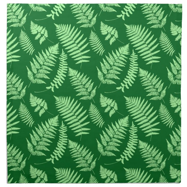 Woodland Fern Pattern, Light and Dark Green Cloth Napkin (Front)