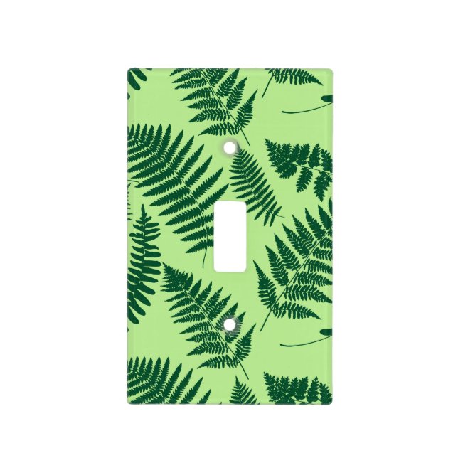 Woodland Fern Pattern, Light Green and  Emerald  Light Switch Cover (Front)