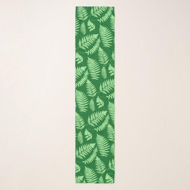 Woodland Fern Pattern, Light Green and Emerald  Scarf (Front)