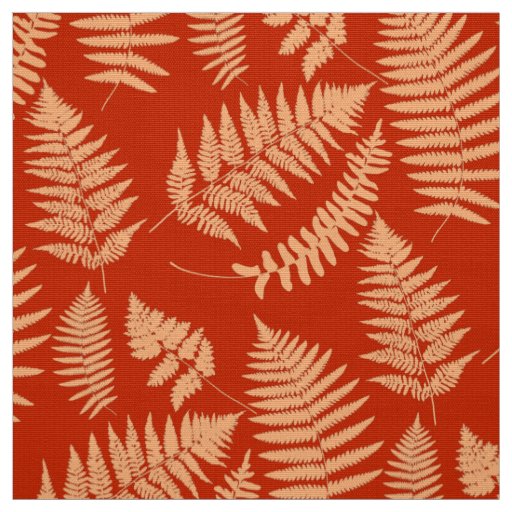 Woodland Fern Pattern, Mandarin Orange Fabric