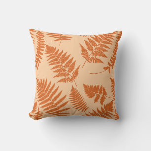 Woodland Fern Pattern, Pastel Orange Outdoor Pillow