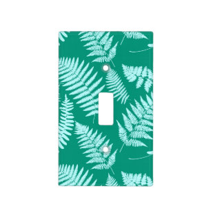 Woodland Fern Pattern, Turquoise and Aqua Light Switch Cover