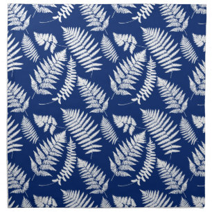  Woodland Fern Pattern, White on Cobalt Blue  Cloth Napkin