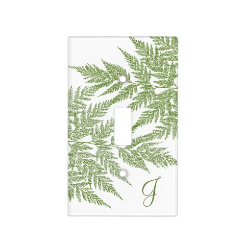 Woodland Fern Silhouette Pattern Monogram Light Switch Cover