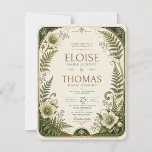 Woodland Fern Wedding Botanical Forest Vintage Invitation