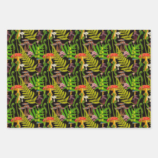 Woodland Ferns and Mushrooms Wrapping Paper