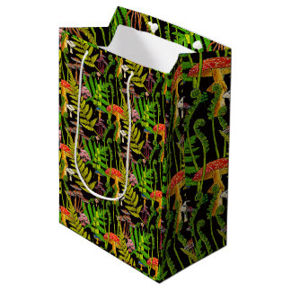 Woodland Ferns and Mushrooms Wrapping Paper Medium Gift Bag