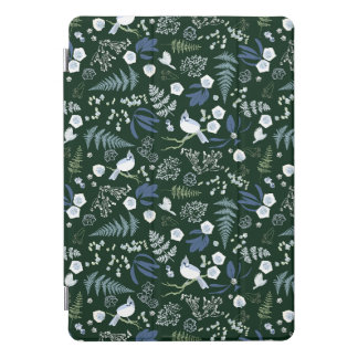Woodland ferns birds dark background blues sage iPad pro cover