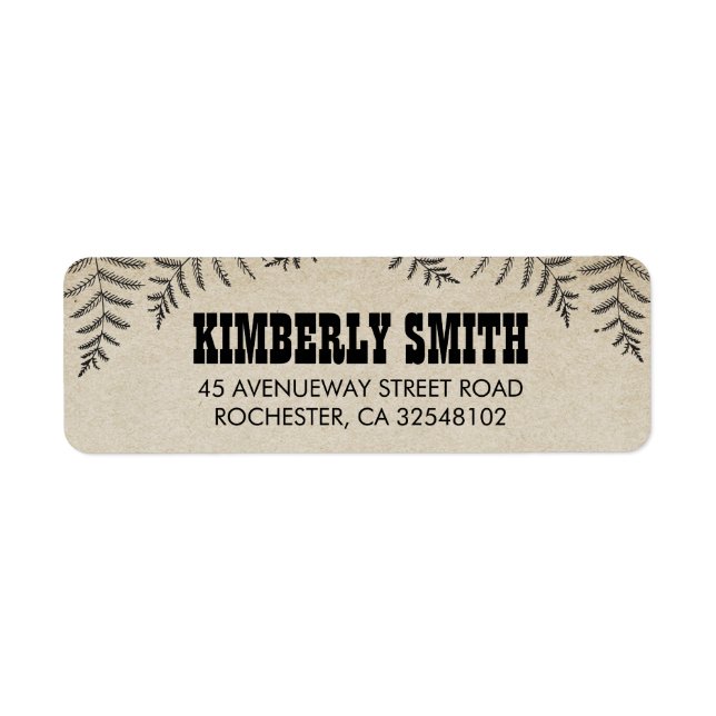 Woodland Ferns Rustic Country Label (Front)