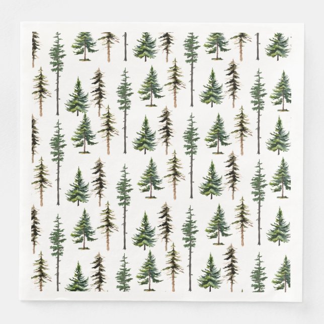 Woodland Fir Pine Spruce Tree Forest Paper Dinner Napkins (Front)