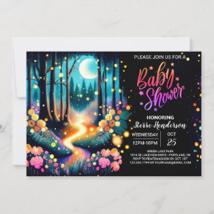 Woodland Fireflies Baby Shower Invitation