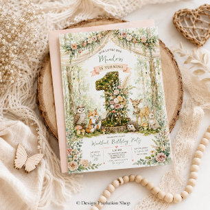 Woodland First Birthday Invitation