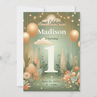 Woodland First Birthday Invitation