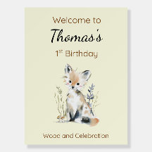 Woodland First Birthday Welcome Sign
