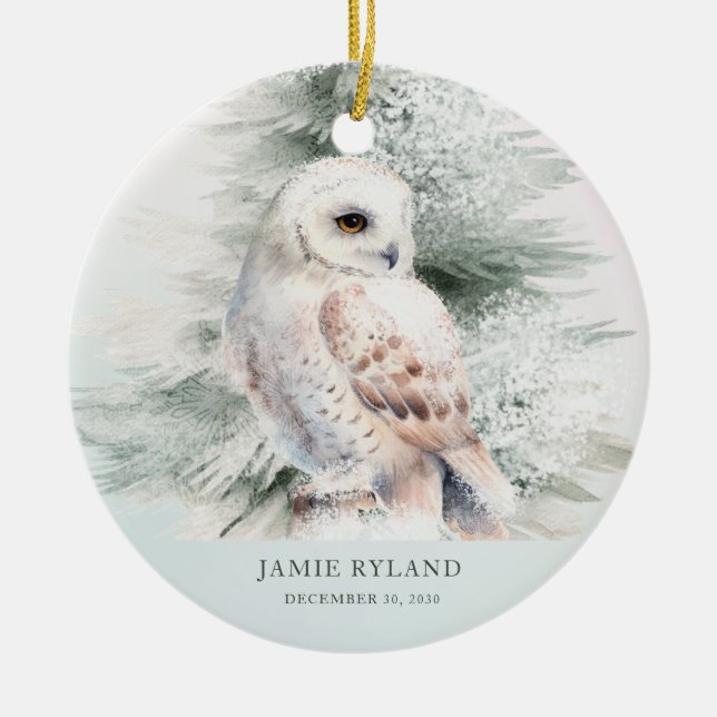 Woodland first Christmas With Baby Photo Ceramic Ornament (Front)