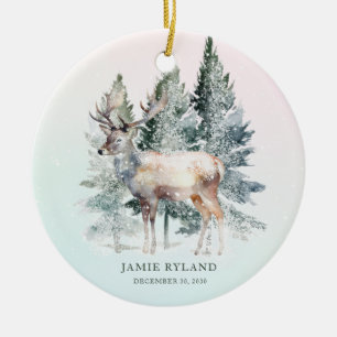 Woodland first Christmas With Baby Photo Ceramic Ornament