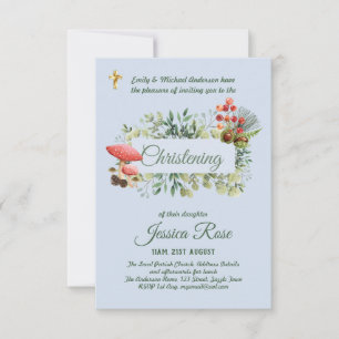 Woodland Floor Boys Christening Invites Baptism 
