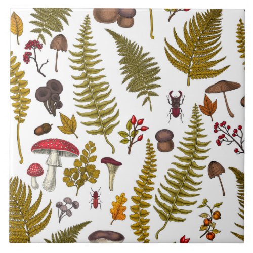 Woodland flora and fauna 2 ceramic tile