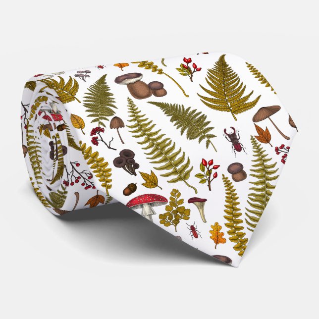 Woodland flora and fauna 2 neck tie (Rolled)