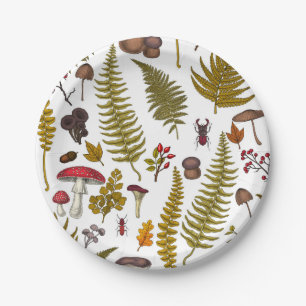 Woodland flora and fauna 2 paper plates