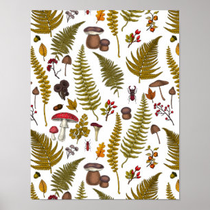 Woodland flora and fauna 2 poster
