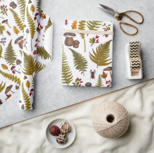 Woodland flora and fauna 2 wrapping paper