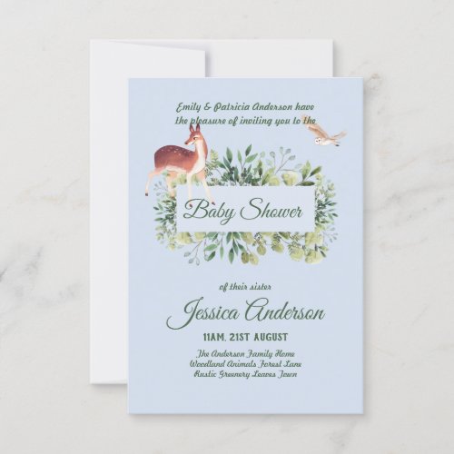 Woodland Flora and Fauna BABY SHOWER Invites