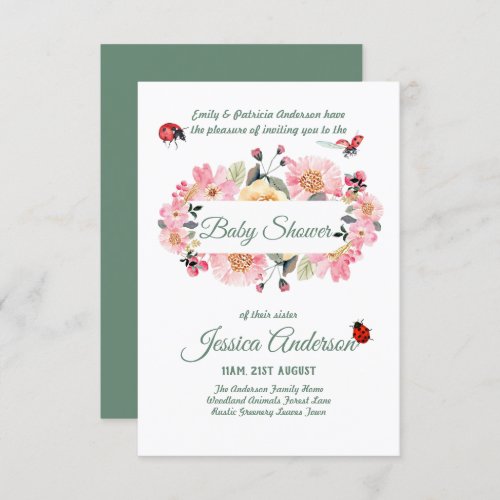 Woodland Flora and Fauna BABY SHOWER Invites