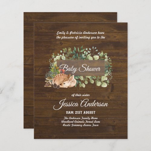 Woodland Flora and Fauna BABY SHOWER Invites