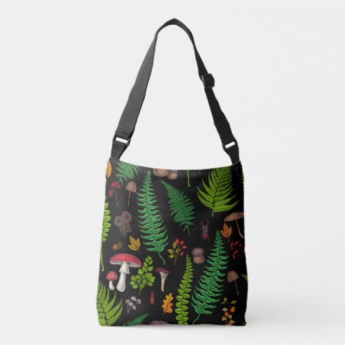 Woodland flora and fauna crossbody bag