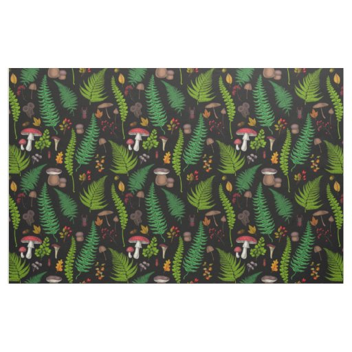 Woodland flora and fauna fabric