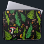 Woodland flora and fauna laptop sleeve<br><div class="desc">Hand-drawn fern,  fungi,  berries and bugs,  seamless pattern</div>