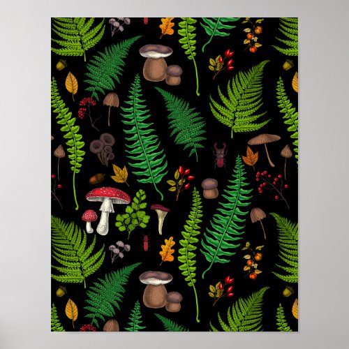 Woodland flora and fauna poster