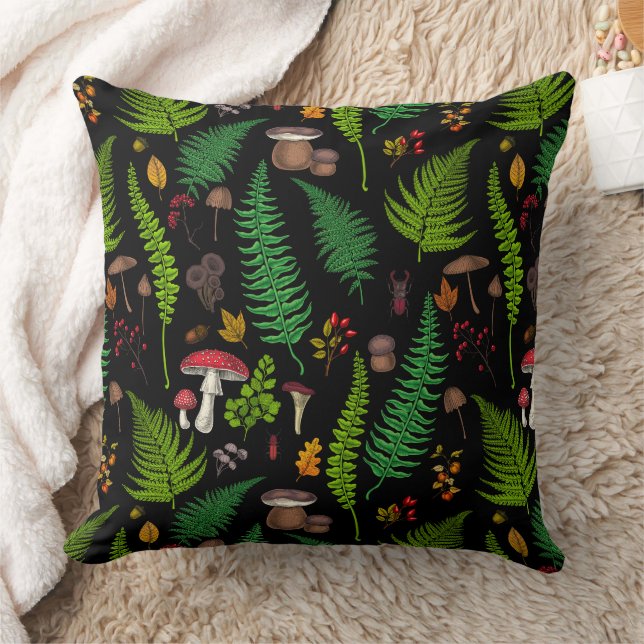 Woodland flora and fauna throw pillow (Blanket)