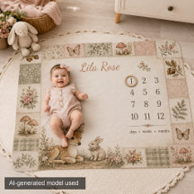 Woodland Floral Baby Milestone Blanket